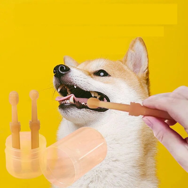 💥Escova de dentes para animais de estimação FlexiBrush com raspador de língua