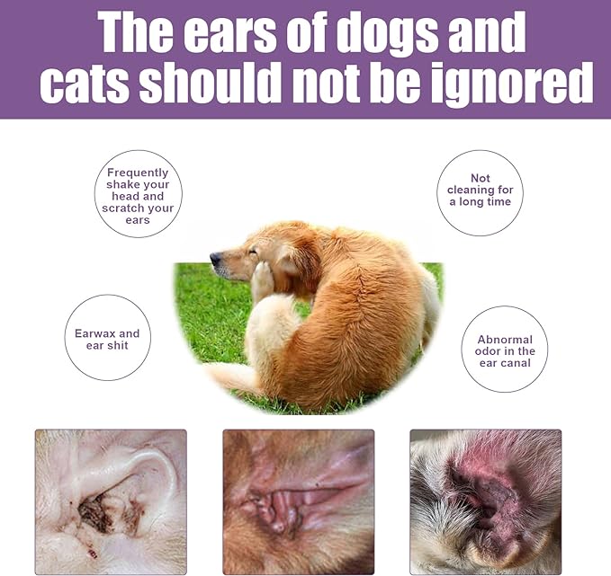 Limpador de orelhas para animais de estimação - Tratamento de infecções para cães e gatos
