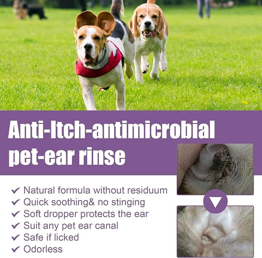 Limpador de orelhas para animais de estimação - Tratamento de infecções para cães e gatos