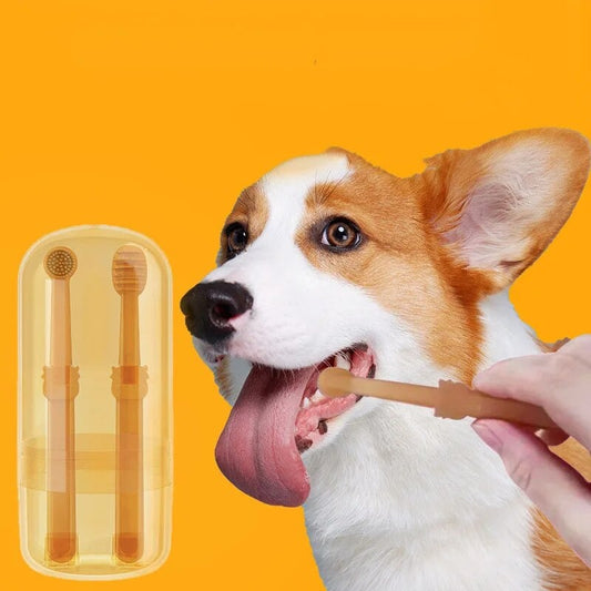💥Escova de dentes para animais de estimação FlexiBrush com raspador de língua