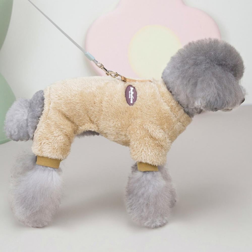 Macacão elástico de lã para animais de estimação com argola de puxar