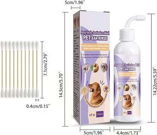 Limpador de orelhas para animais de estimação - Tratamento de infecções para cães e gatos