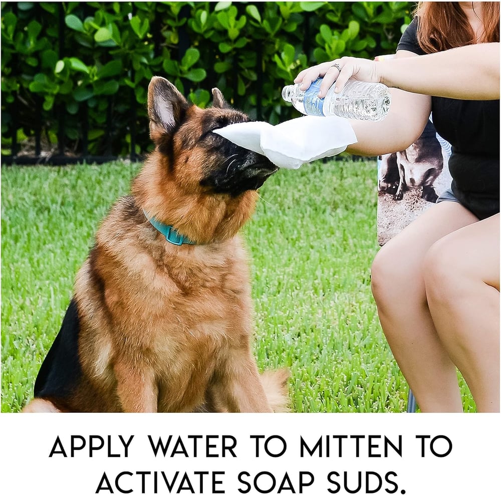 🔥Rinse-Free Dog Shampoo Mitts – Hypoallergenic Pet Bath Wipes, 6 Packs